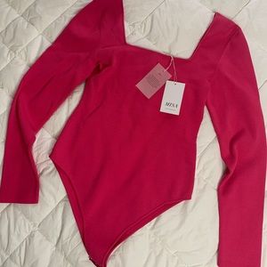 MISA Los Angeles Long sleeve body suit, hot pink NWT